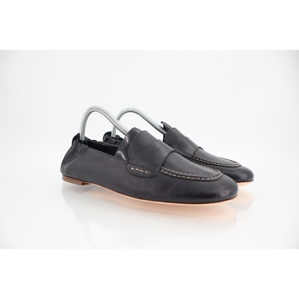 AGL Mara Loafer Women 40.5 10.5 Black Leather Slip On Penny Flat Square Toe